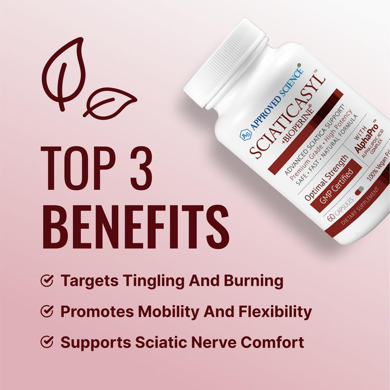 Approved Science Sciaticasyl - Optimal Sciatic Nerve Support - B Vitamins, Magnesium, Alpha-Lipoic Acid, BioPerine - Vegan - 60 Capsules 60 Count (Pack of 1)