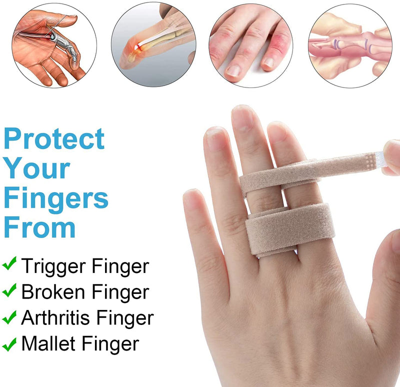 Finger Buddy Wraps, 12 PCS Finger Loops Tapes for Broken, Jammed, Swollen Finger or Dislocated Joint, Splints Brace for Pinky Ring Middle Index Trigger Finger, Toe Strap Bandage Beige 12 Count (Pack of 1) - BeesActive Australia
