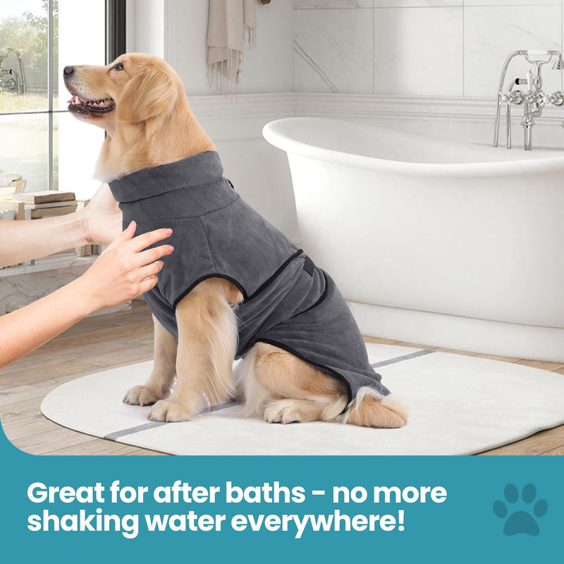 HAPPY HACHI Dog Bathrobe Microfiber Bath Towel Dog Bathrobe Washable Super Absorbent Moisture Quick Drying Towel Beach Towel for Small Medium and Large Dogs Cats (Grey, XL) Grey-XL - BeesActive Australia