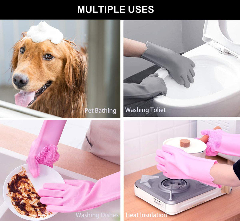 Pet Grooming Gloves for Bathing and Hair Removal, Dogs and Cats Bath Shampoo Brush, Soft and Durable Silicone Scrubber Glove for Pets Shower Like Horse, Dog and Cat Pink - BeesActive Australia