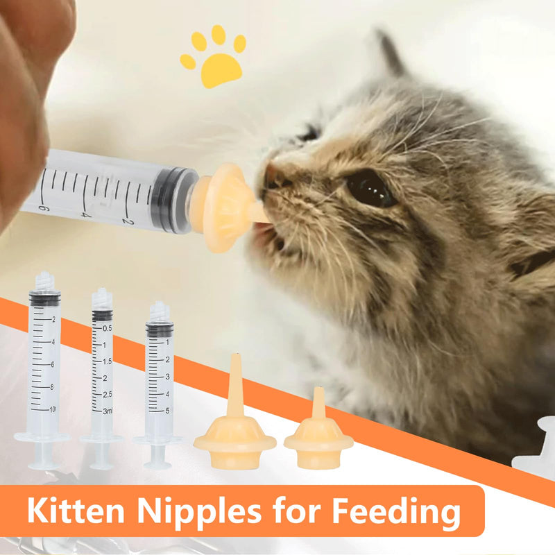 Cosmeria high-quality kitten feeding set with silicone teats, reusable and versatile for all small animals 3ml + 5ml + 10ml - BeesActive Australia