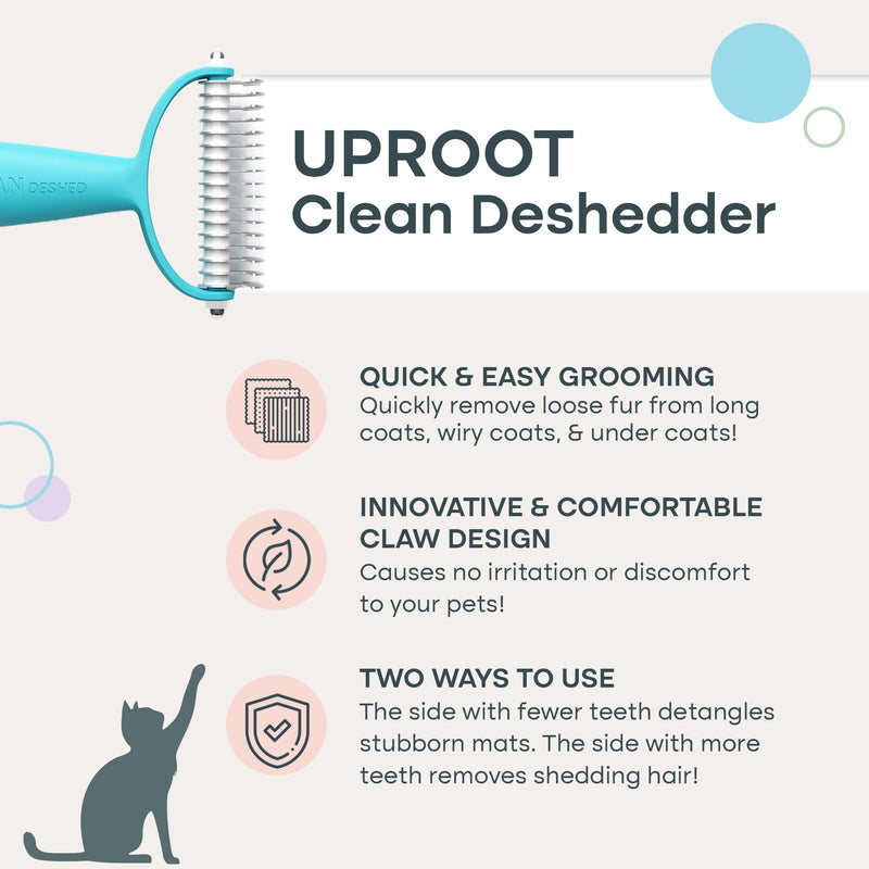 Uproot Clean Deshedder: Cat & Dog Brush for Shedding - Convenient Deshedding Dog Brush and Cat Hair Brush for Easy Grooming - by The Creators of The Uproot Cleaner Pro Pet Hair Remover! - BeesActive Australia
