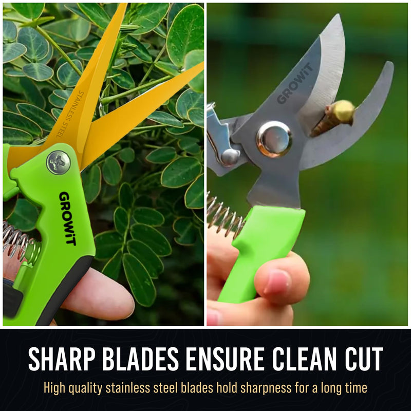 Pruning Shears & Gardening Scissors Set - 7"" Titanium Coated Sharp Garden Clippers, Stainless Steel Garden Shears for Plant - Garden Pruners, Florist Scissors with Non-Slip Grip - BeesActive Australia