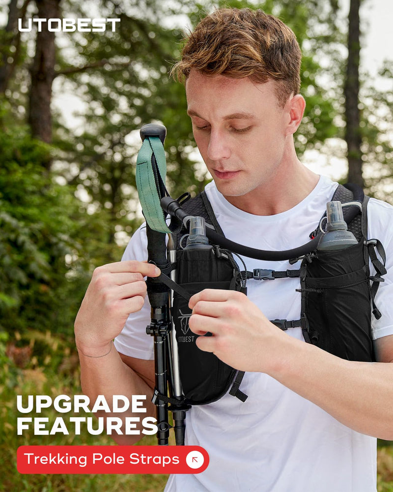 Upgrade Running Hydration Vest 10L, Running Backpack for Women Men Multi-Functional Storage, Adjustable Water Vest for Trail Marathon Race Jogging Cycling Black with 2L Bladder ML (Chest Size:35-40inch)