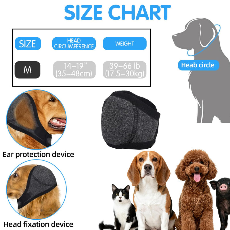 Adjustable Dog Ear Muffs for Noise Protection, Soft Polyester Hood Wrap for Bathing, Grooming, and Loud Events (Medium Size)