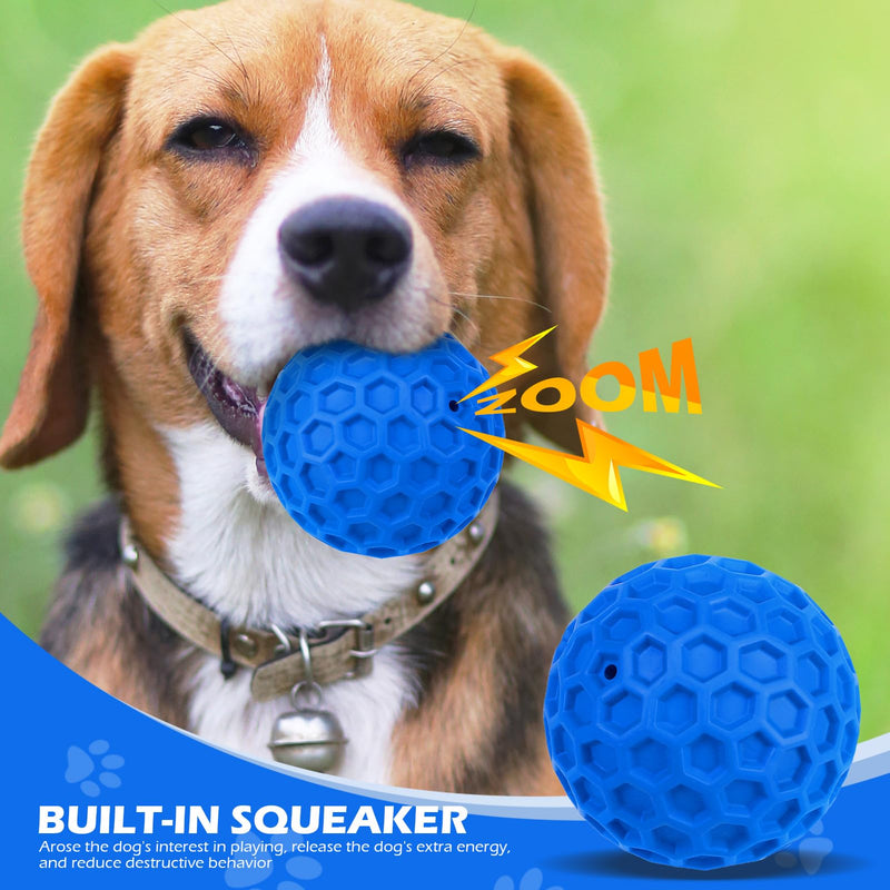 EXPAWLORER Interactive Dog Toys for Aggressive Chewers,Indestructible Dog Squeaky Balls,Funny Durable Tough Chew Toys for Large/Medium Breed Dogs Relieves Anxiety, Cleans Teeth(Blue) - BeesActive Australia