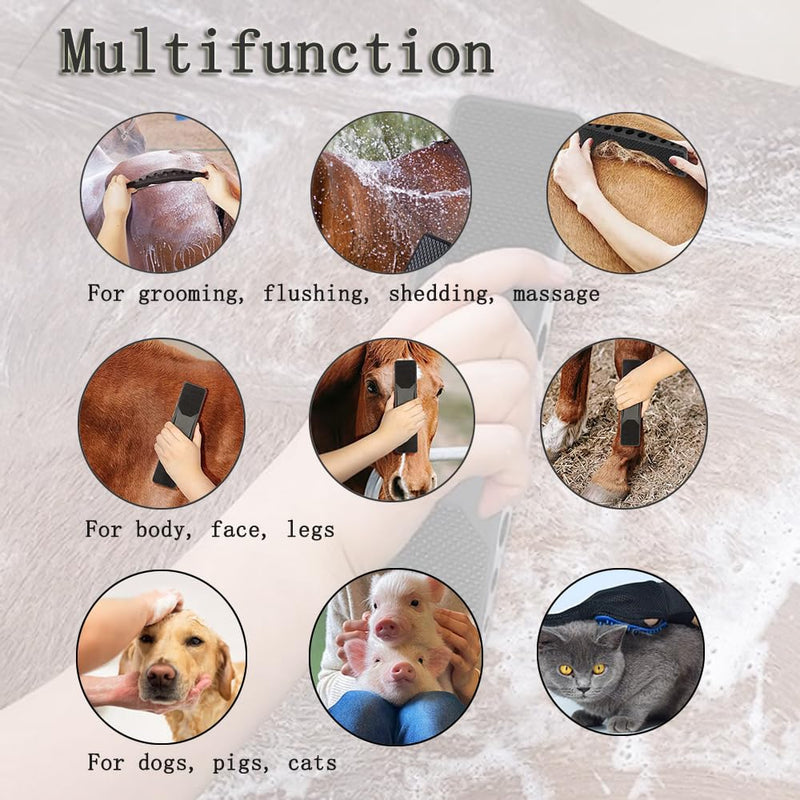 Horse Grooming Brush, 6-in-1 Horse Brushes, Horse Massage Comb, Upgraded TPR Horse Hair Brush, Pet Grooming Supplies Set for Horse Dog and Cat Grooming Shedding - BeesActive Australia