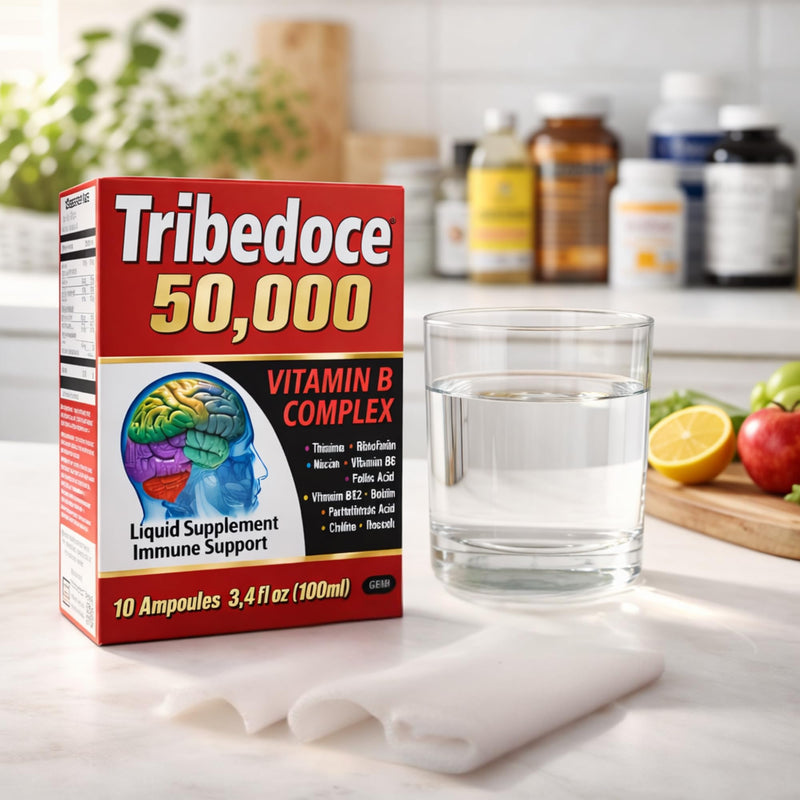 50,000 - Vitamin B Complex Liquid Supplement, Immune Support, Non-GMO, 10 Ampoules (3.4 fl oz / 100 ml)