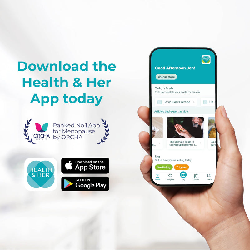 Health & Her Multivitamin for Women 55+ & Postmenopausal, 30 Day Supply | Daily dietary supplement with 22 key nutrients for wellbeing after menopause; Vegan, gluten-free; 60 tablets