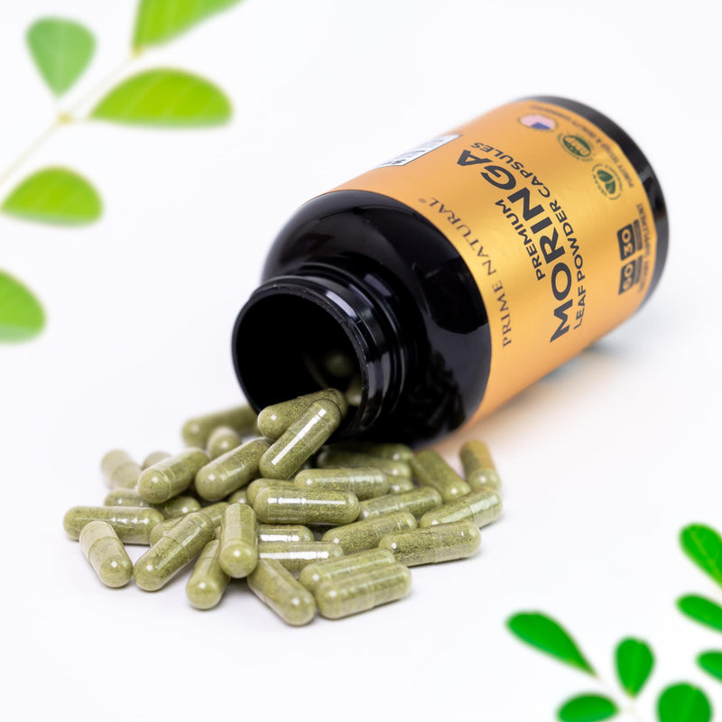 Moringa Powder Capsules - Pure Moringa Powder, Energy, Skin, Immune & Gut Health Superfood, Rich in Antioxidants, Essential Vitamins & Amino Acids, Natural Green Superfood Supplement - 60 Count