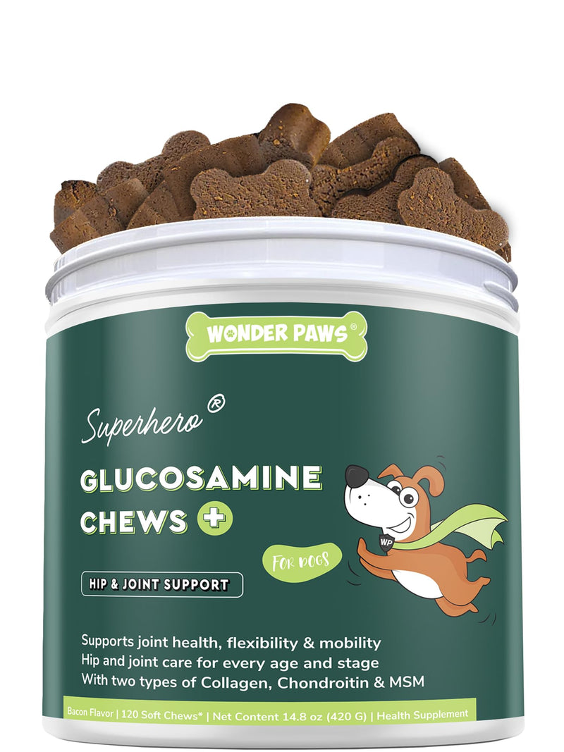 Premium Glucosamine For Dogs – Advanced Hip & Joint Supplement With Glucosamine Chondroitin For Dogs Flexibility, Mobility & Relief – Hip & Joint Supplement With Collagen & MSM – 120 Chews