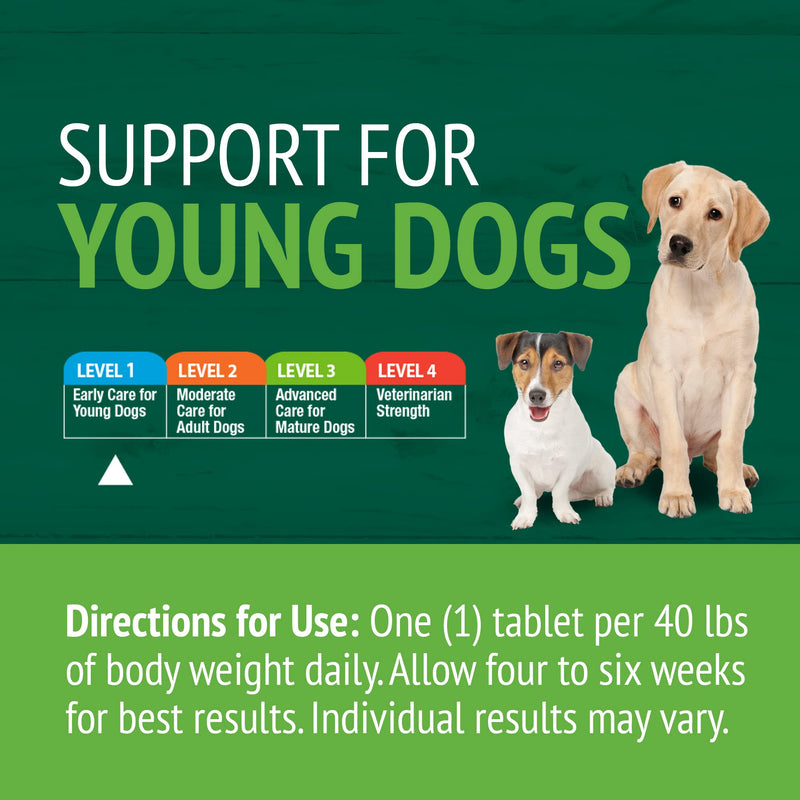 PetNC Natural Care Level-1 Hip & Joint Health Supplement for Younger Dogs,60 Chewable Tablets, 500mg Glucosamine, 100mg Chondroitin, 10mg MSM & 1mg Hyaluronic Acid, Vitamin C & Manganese, Liver Flavor Level 1