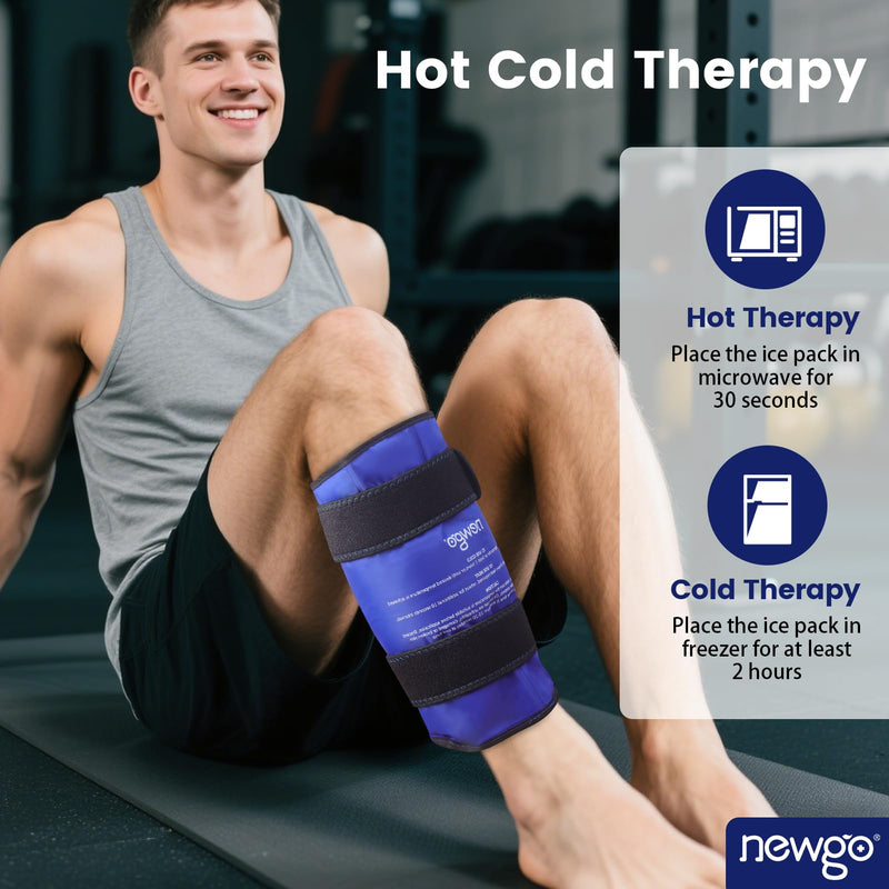 NEWGO Shin Splint Ice Pack for Injuries, Calf Gel Wrap for Shin Splint Relief, Reusable Elbow Ice Pack Wrap, Leg Cold Therapy Sleeve with Soft Plush Backing - BeesActive Australia