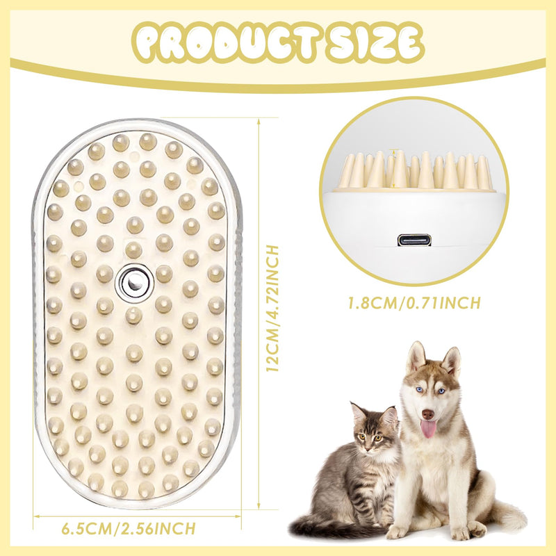 Pet Steam Brush for Cats and Dogs - Easy to Clean Grooming Tool for Pet Spa, Water Brush with Steam Technology - Perfect for Cat & Dog Hair Removal (O White) - BeesActive Australia