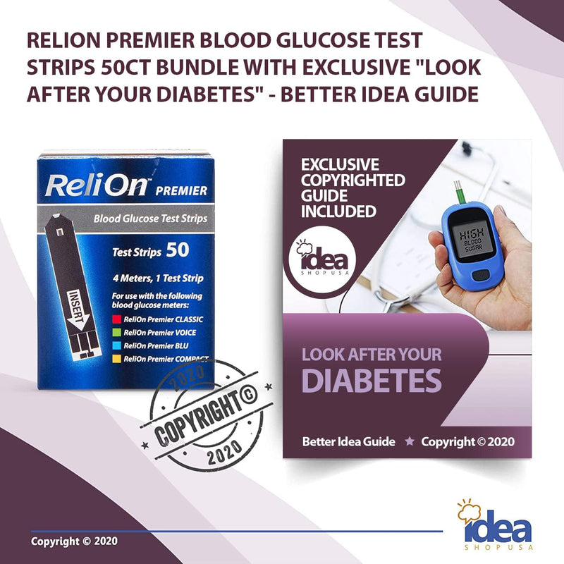 Premier Blood Glucose Testing Strips 50ct (1 Pack) No Coding Required, Premier Meters, Diabetic Test Strips for Accurate Blood Sugar Monitoring Bonus Diabetes Guide 1 Count (Pack of 50) - BeesActive Australia