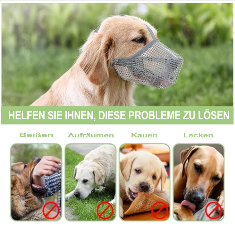 Muzzle for dogs, breathable mesh muzzle for large dogs, muzzle for medium dogs, adjustable dog muzzle for small medium and large dogs, prevents biting, chewing (gray, M) grey - BeesActive Australia
