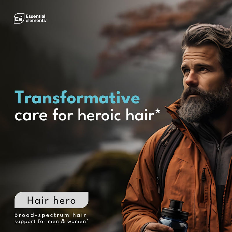Essential Elements® Hair Hero™ - Hair Vitamins for Men - Broad-Spectrum Support with 5000 mcg Biotin - 60 Count - 30 Servings (2-Pack) 60 Count (Pack of 2)