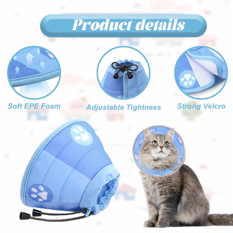 Cat Neck Brace, Adjustable Neck Brace Cat Collar, Recovery Collar, Soft Collar Cone After Surgery and Injuries for Puppies, Dogs and Cats (Blue, S) - BeesActive Australia