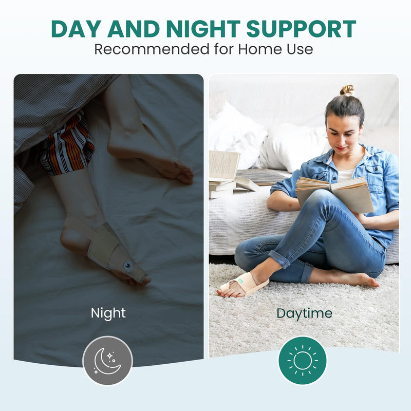 Welnove Bunion Corrector Women & Men Big Toe: 1 Pair Bunion Splint - Adjustable Bunion Correction - Toe Straightener with Non-slip Strap, Day Night Support (Beige) - With 2 Gel Separators