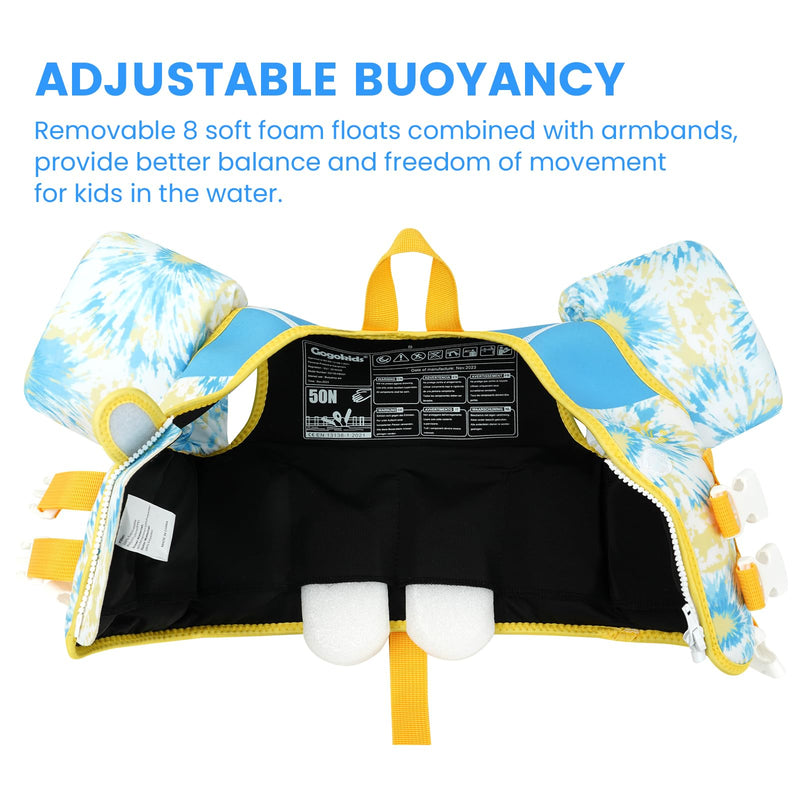 Gogokids Toddler Swim Vest for Kids 33-66 Pounds, Toddler Floaties Water Wing Arm Float, Swim Jacket with Adjustable Safety Strap for 2 3 4 5 6 Years Old Girls and Boys in Pool/Puddle Z-Blue Fit 2-3 Years, 33-42 Pounds - BeesActive Australia