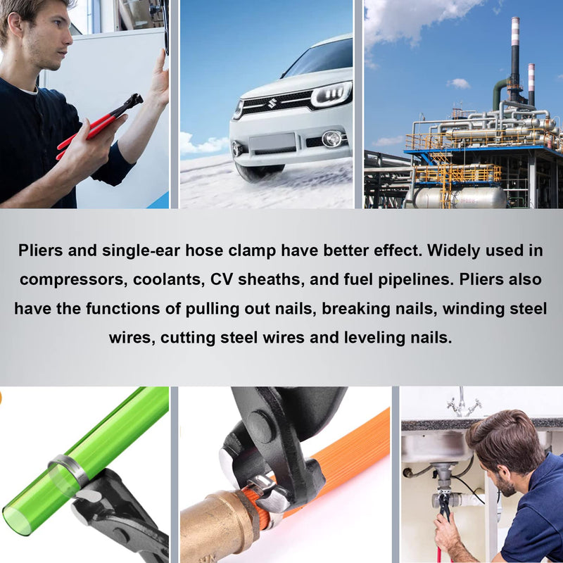 9inch Single Ear Clamp Pincer Carbon Steel Ear Clamp Pliers Tool Install Remove Clamp Crimp Pliers Nail Puller Tool for repairing pipes, fuel lines - BeesActive Australia