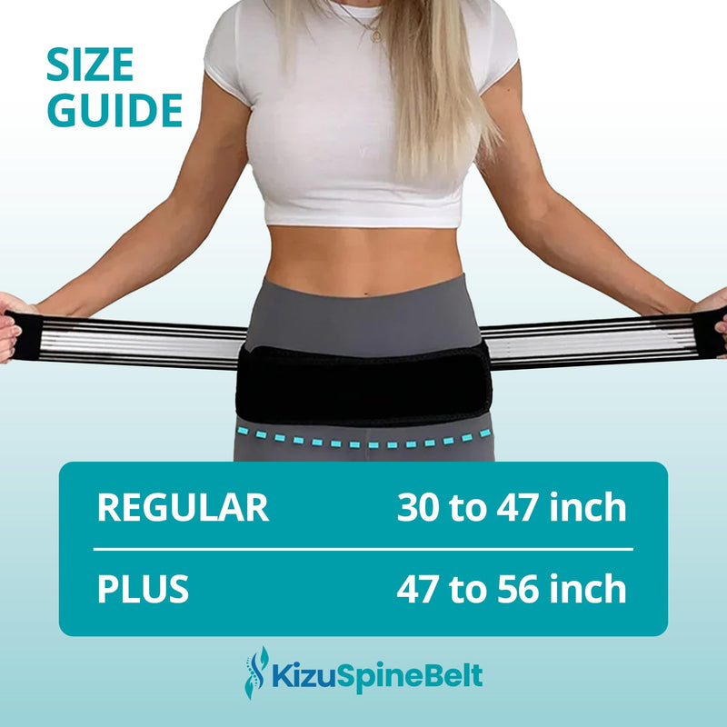 FREEZE2TRIM Kizu Relief Belt Sciatica Pain Relief Devices Lower Back Brace & SI Joint Support – Adjustable Back Support for Sciatic Pain Men & Women, Hip Compression Wrap (Regular Plus) (Hip Size 30-47") Regular (Hip Size 30-47 Inches) - BeesActive Australia