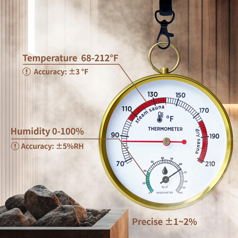 Sauna Thermometer Fahrenheit and Hygrometer, Upgraded Lanyard-Mounted for Portable Steam Sauna Box, Ideal for Infrared/Indoor/Home Use, Essential Accessory and Gift for Enthusiasts Black - BeesActive Australia