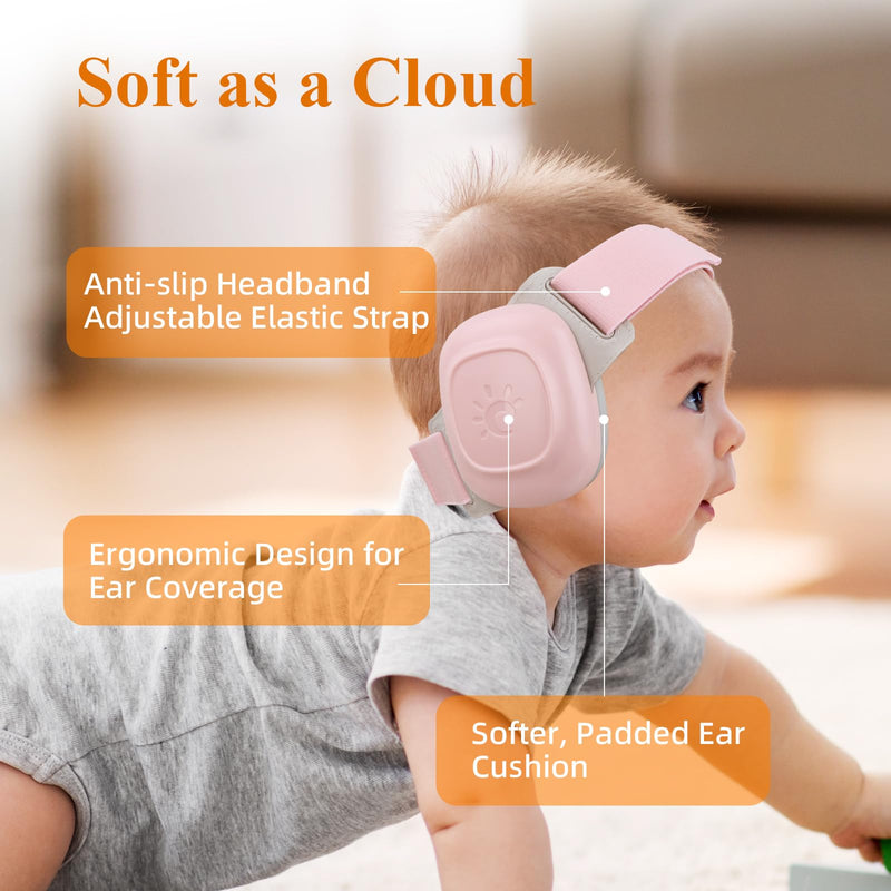 BEBOAN Baby Ear Muffs Noice Protection, CE & ANSI Certified 25 dB Baby Noice Cancelling Headphones for Infants Toddlers 0‚Äì48 Months, Portable Airplane Travel Essential for Hearing Protection, Pink - BeesActive Australia