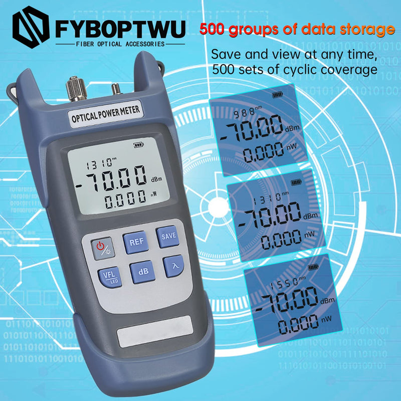2pcs 3 in 1 Function Fiber Optic Tester Portable Optical Power Meter (FC/SC/ST) & VFL-10 Visual Fault Locator & LED Lighting, OPM & VFL Fiber Optic Tester, Range: (-70) dBm ~ (+10) dBm 2 - BeesActive Australia