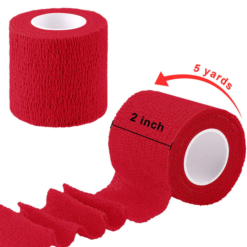 BQTQ 40 Rolls Self Adhesive Bandage 2 Inch Red Self Adherent Stretch Bandage Self Stick Athletic Wrap Tape Wound Wrap for Wrist Ankle Swelling Sprains - BeesActive Australia