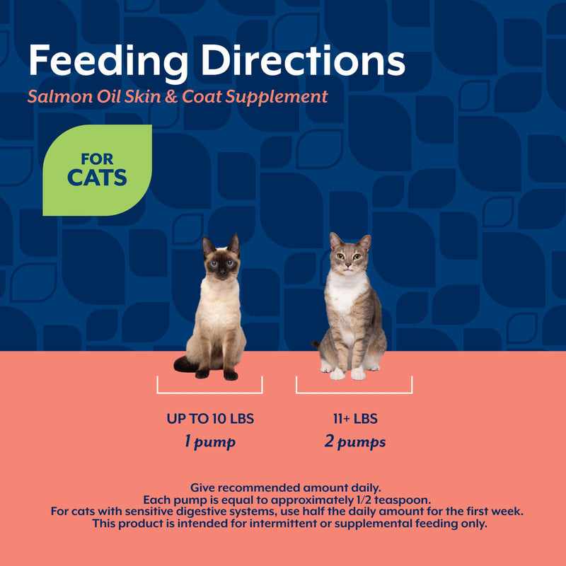 NaturVet Salmon Oil Skin & Coat Supplement for Cats, Savory Salmon Flavor, 8.75 fl oz