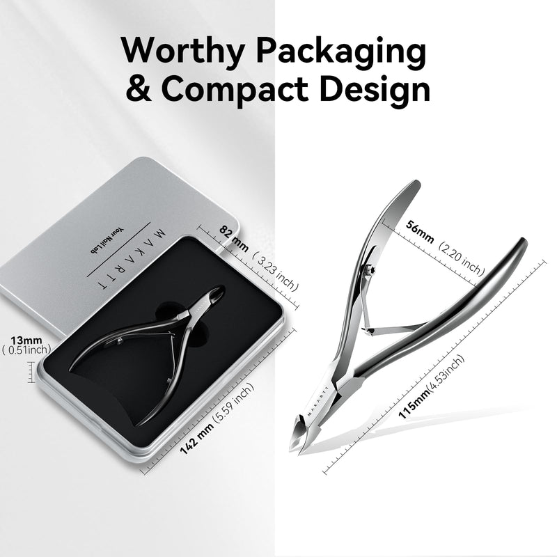 Makartt Professional Cuticle Nipper: 1/2 Jaw Precision Cuticle Trimmer for Beginners & Nail Technicians, 5mm Short Blade, Rust-Resistant Stainless Steel, Salon & Detailed Nail Art Use (Titanium Black) Titanium Black