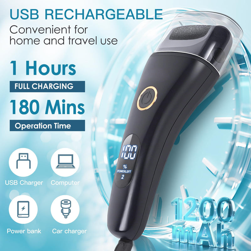 Electric Foot File Callus Remover for Feet - 6pcs Larger Grinding Head&3Speed, Pedicure Kit Foot Scrubber Deadskin Callus Remover, Foot Care Kit Pedicure Tools for Dead Skin Callus Hardskin Dry Cracks Black-6pcs Grinding Head - BeesActive Australia