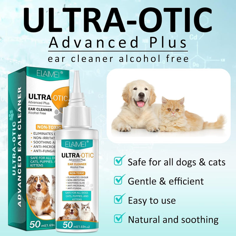 Dog Ear Cleaner, Dog Ear Drops for Infection Antibiotics, Non-Toxic, Non Irritating, Anti Fungal Ear Drops for Dogs & Cats, Dog Ear Infection Treatment, Dog Ear Cleaner Solution (1 pack) 1 pack