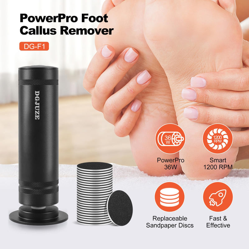 PowerPro Electric Foot Callus Remover,36W Professional 1200rpm Heavy Duty Metal Grinder for Dead Skin Automatic Foot Sander with 60pcs Sandpaper Pads for Home Use Pedicure Kit(Black) Black - BeesActive Australia