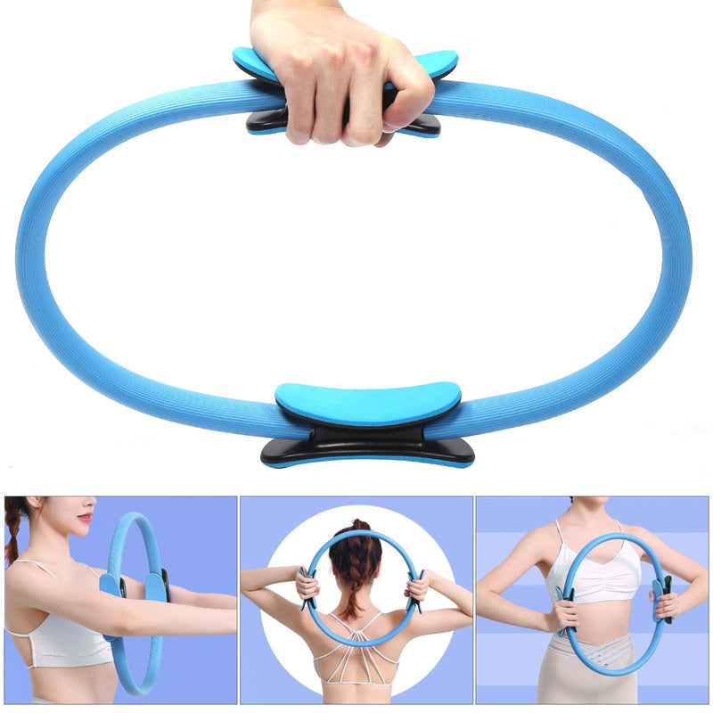 Drfeify Yoga Ring,Portable Plastic Exercise Ring Pilates Circle Ring for Home Gym Fitness (Blue)