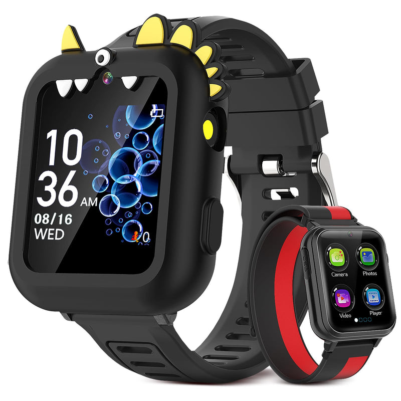 Kids Smart Watch Boys Gift Age 3-12 with 39 Games Alarm Clock Camera Video Music Player Pedometer Flashlight 12/24 hr HD Touch Screen Kids Watch Christmas Birthday Toys for Boys Ages 4 5 6 7 8 9 10 Black - BeesActive Australia