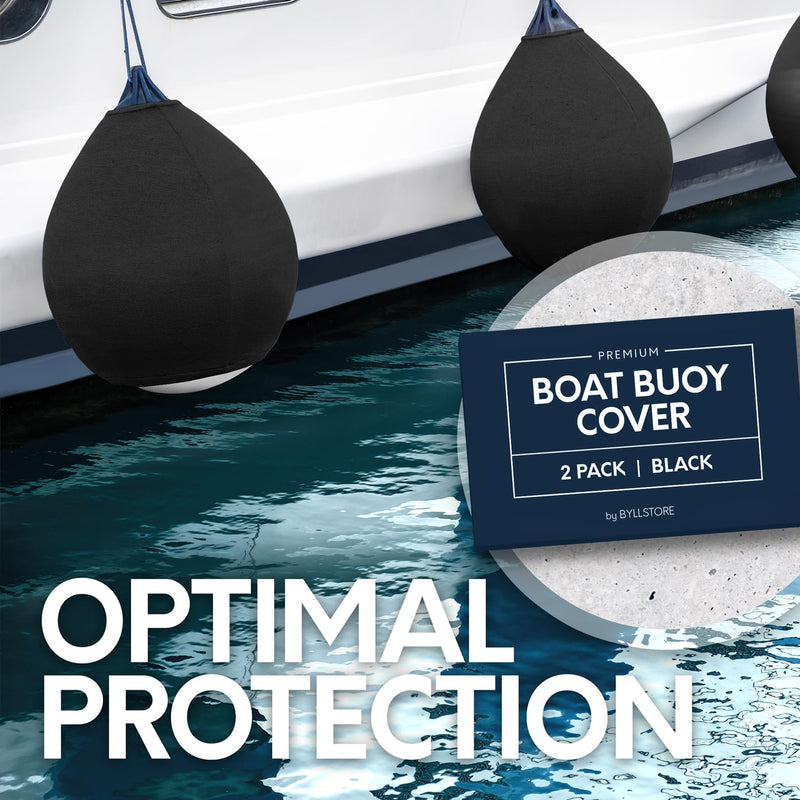 Boat Buoy Covers | 1, 2 & 4-Pack | Black | Diameter x Length: 15″ x 19″ & 17.5″ x 21″ | Polyester (2-Pack & 15″ x 19″) 15″ x 19″ Black | 2-Pack