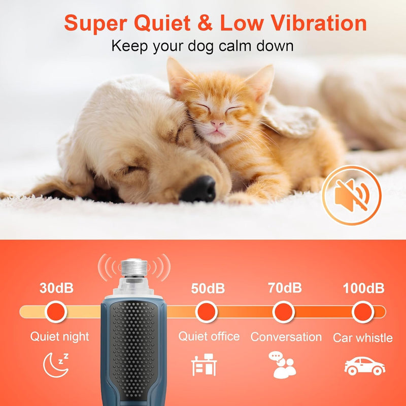 7-Speed Dog & Cat Nail Grinder with Light - Ring LED Safe to Avoid Overcut, Quiet Low Vibration & Powerful Fast, Cordless Rechargeable Toenail Trimmer for Small & Large Puppy & Breeds Paws(Orange) Orange