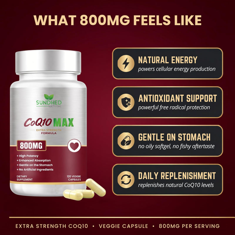 CoQ10 800mg, Coenzyme Q10 Supplement, 120 Vegan Capsules 800 mg 1 Count (Pack of 120)