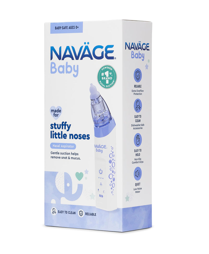 Navage Baby Nasal Aspirator - Gentle, Pediatrician Endorsed Nasal Aspirator for Baby Congestion & Stuffy Noses - Baby Nose Sucker w/ Lights, Lullabies & BPA Free Silicone Tips