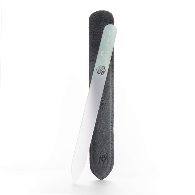GERMANIKURE Glass Nail File in Suede Sleeve - Life is Better at The Beach - Professional Crystal Nail File for Natural Nails - Ideal Manicure & Pedicure Tool for Smooth, Easy Shaping - Nail Care Gift
