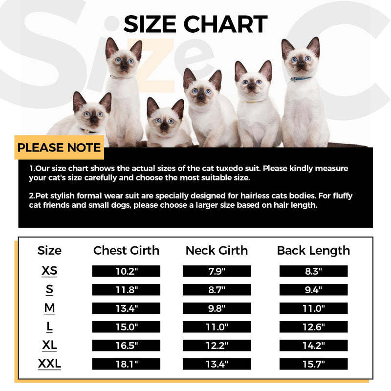 DENTRUN Cat Tuxedo Outfit, Sphynx Cat Costume Formal Suit with Bow Tie, Stylish Cat Shirt Fashion Apparel Fancy Clothes, Kitten Formal Attire Wedding Onesie Costume for Cats Only Large Black - BeesActive Australia