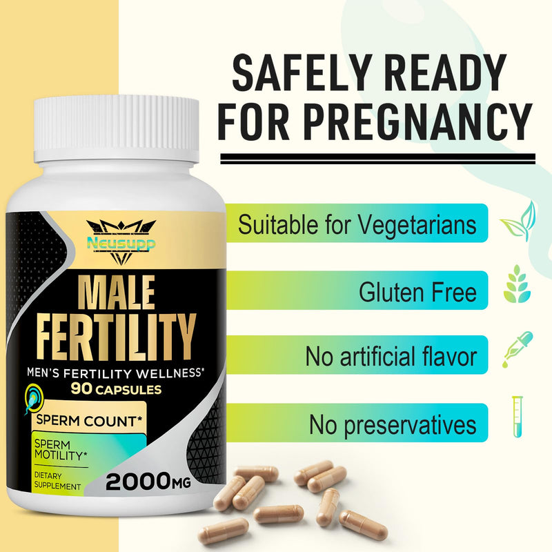 Fertility Supplements for Men Sperm Count & Motility - 90 Capsules | Mens Fertility Supplements With CoQ10, Maca Root, Zinc, Nac & Folate, Pre-Conception Support for Him, Men Prenatal Vitamins 90 Count (Pack of 1)