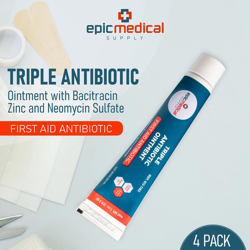Triple Antibiotic Ointment 1 oz Tube 4 Pack with Bacitracin Zinc and Neomycin Sulfate, Healing Preventative First Aid Cream for Minor Wounds, Burns, Cuts, Scratches, and Abrasions - BeesActive Australia