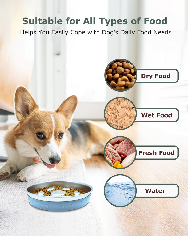 Slow Feeder Dog Bowl Stainless Steel,2-4 Cups Metal Dog Food Bowls with Non-Slip Silicone Mat,Slow Down Eating Pet Bowl for Small & Medium Sized Dogs - BeesActive Australia