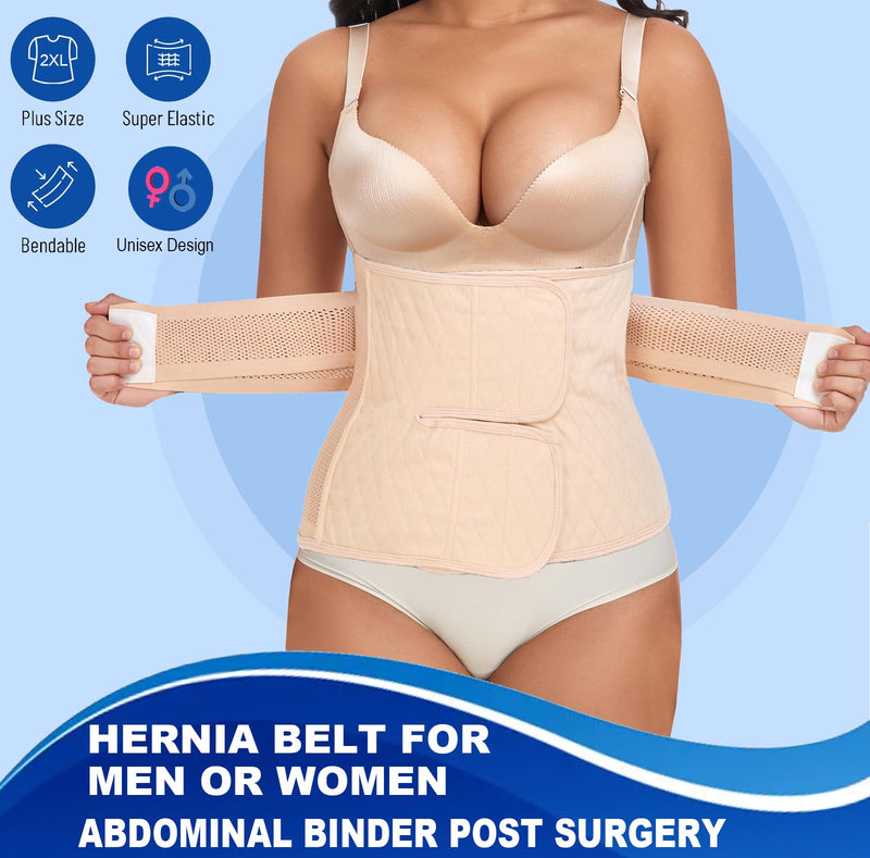 Moolida Abdominal Binder Post Surgery Postpartum Belly Band Belly Wrap Hernia Belt Stomach Compression Wrap C-Section,Nude,S/M Nude S/M