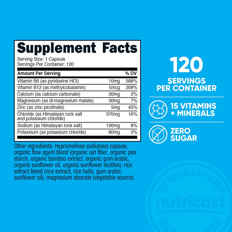 Nutricost Electrolyte Complex Advanced Hydration (120 Capsules) - 8 Hydrating Electrolytes & Vitamins, Gluten Free, Non-GMO, Vegetarian (Pack of 2) 120 Count (Pack of 2)