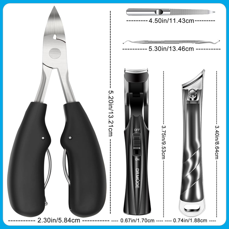2026 Toenail Clippers for Thick Toenails for Seniors, Angled Head Large Toe Nail Clippers Set for Men, Heavy Duty Ingrown Toenail Clippers with Long Handle, Ultra Sharp Slanted Nail Cutter Wide Jaw 5PCS Toenail Clippers - BeesActive Australia