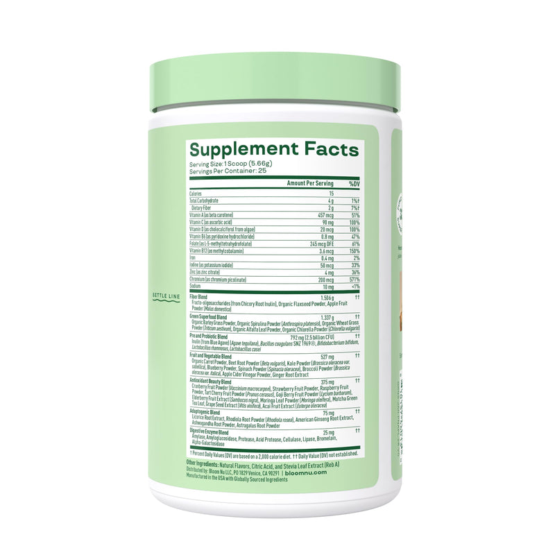Bloom Nutrition Superfood Greens Powder, Mango, 25 Servings | Digestive Enzymes with Probiotics and Prebiotics, Gut Health, Bloating Relief for Women, Chlorella, Green Juice Mix 25 Servings (Pack of 1)